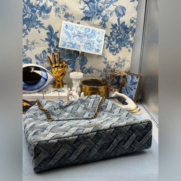 🆕 KURT GEIGER LONDON 🧿 NWOT Kensington Denim Drawstring Shoulder Bag - Picture 8 of 16